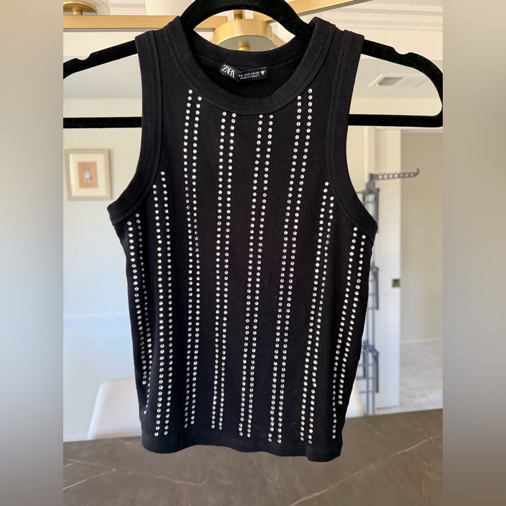 Black Studded Women's Top Zara